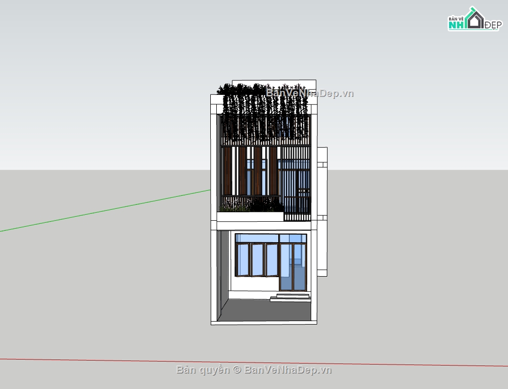 nhà phố 2 tầng,sketchup nhà phố 2 tầng,nhà phố