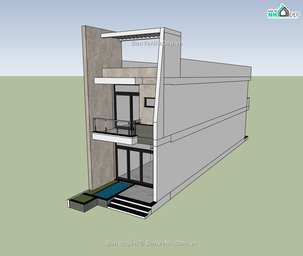 su nhà phố,sketchup nhà phố,su nhà phố 2 tầng