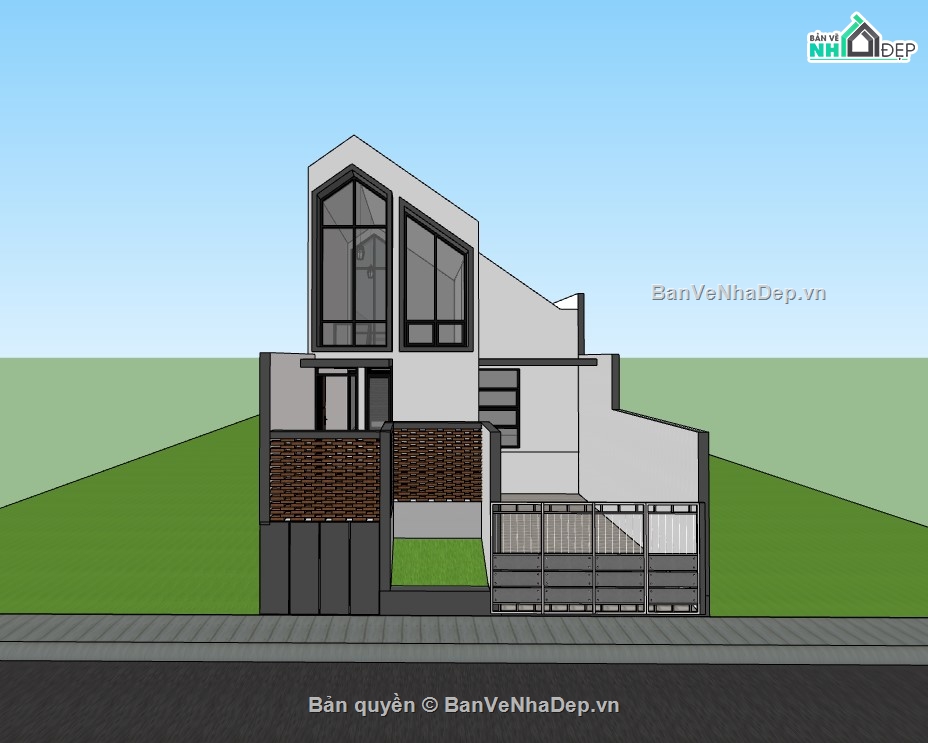 su nhà phố,sketchup nhà phố,su nhà phố 2 tầng