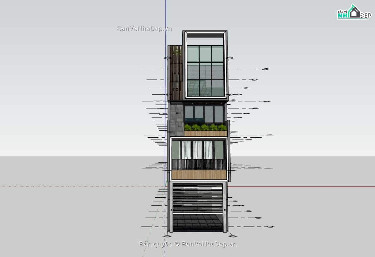 nhà phố 4 tầng,su nhà phố,sketchup nhà phố,nhà phố 4 tầng sketchup,su nhà phố sketchup