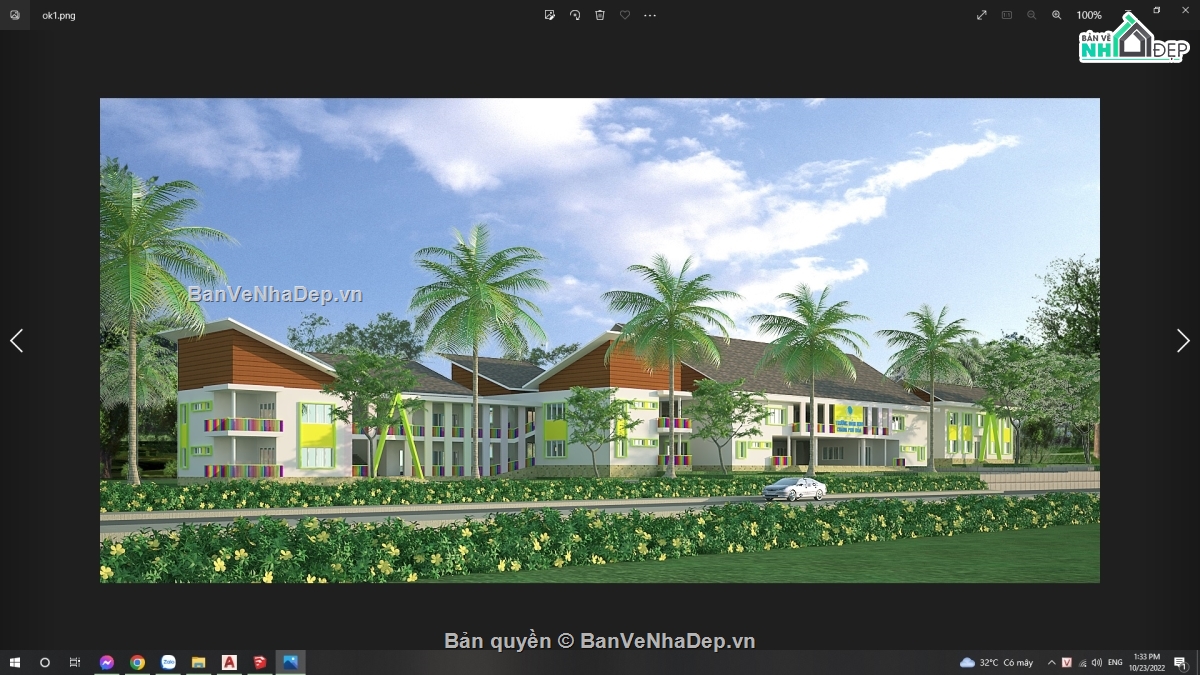 sketchup dựng trường mầm non 2 tầng,mầm non 2 tầng dựng trên sketchup,sketchup trường mầm non,phối cảnh 3d trường mầm non