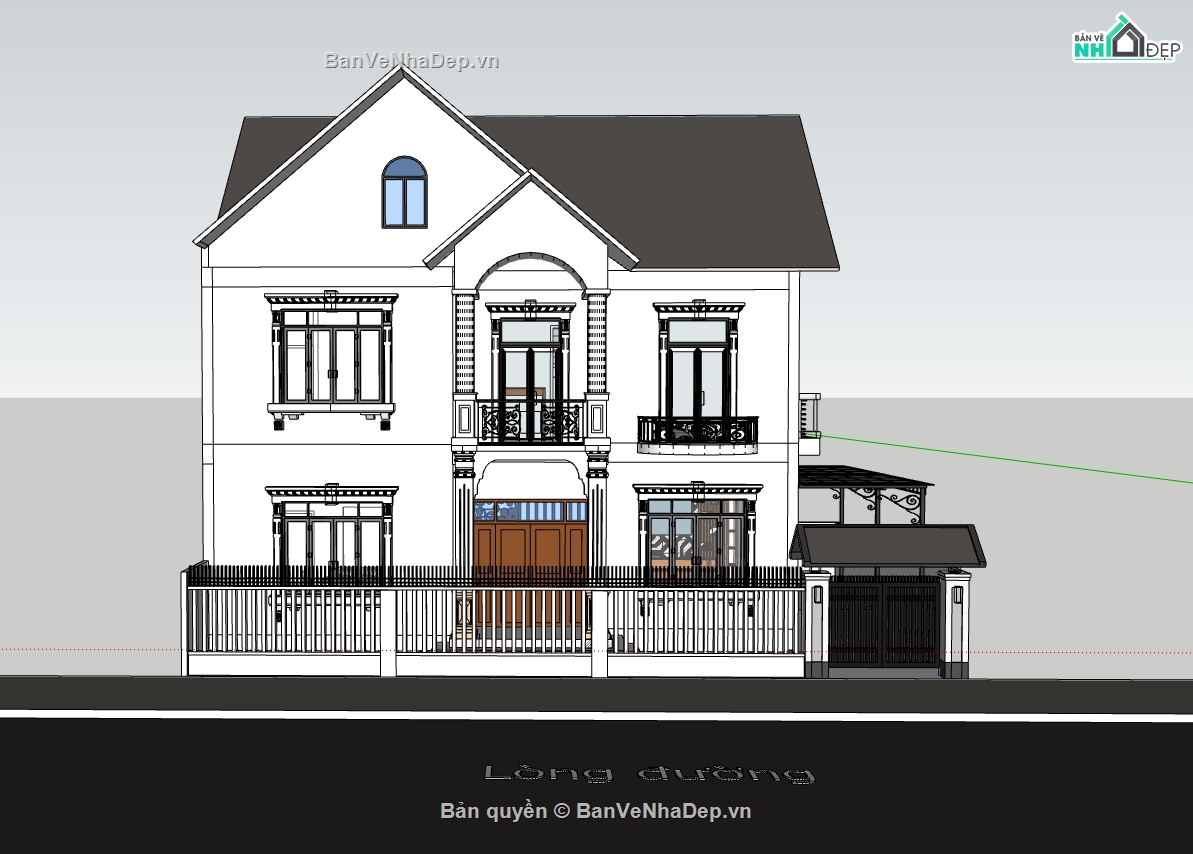 su nhà 3 tầng,sketchup nhà 3 tầng,nhà 3 tầng