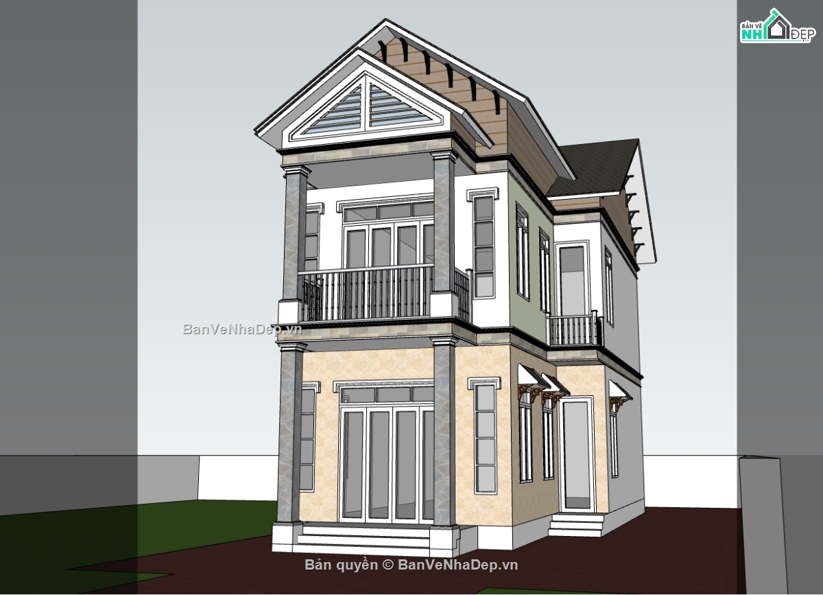 nhà phố 2 tầng,su nhà phố,sketchup nhà phố,sketchup nhà phố 2 tầng