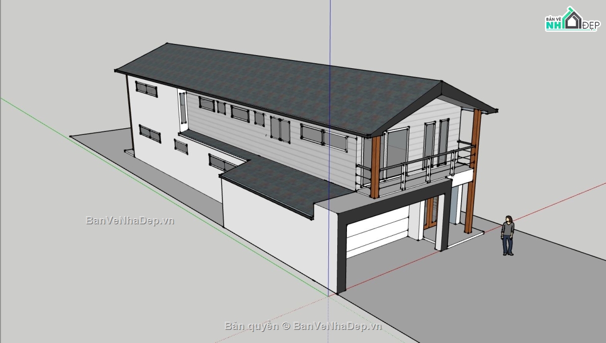 nhà 2 tầng,sketchup nhà 2 tầng,nhà 2 tầng đẹp