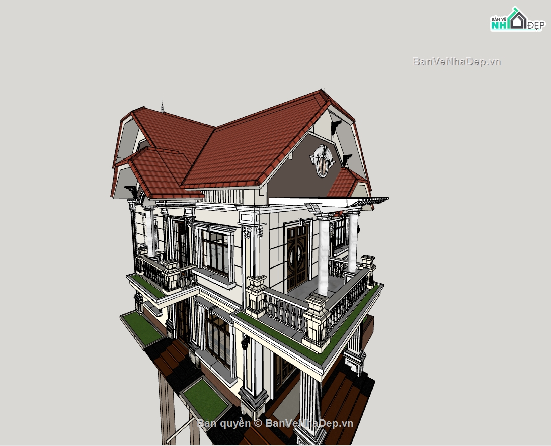 su nhà 2 tầng,sketchup nhà 2 tầng,nhà 2 tầng