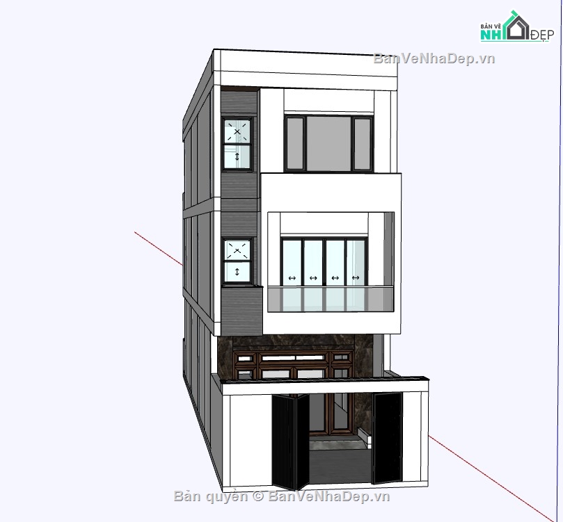 su nhà phố,model su nhà 3 tầng,file sketchup nhà phố