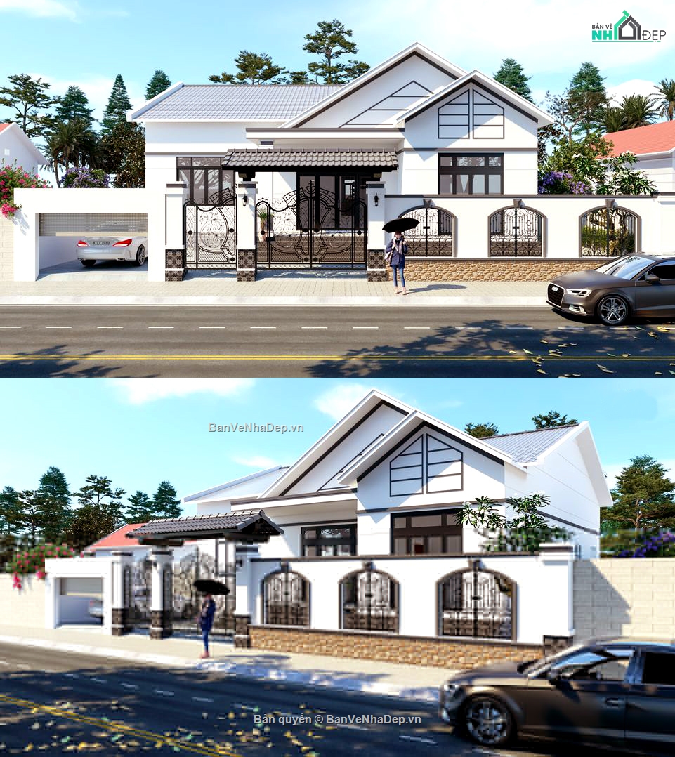 su nhà mái thái,sketchup nhà mái thái,nhà mái thái 1 tầng