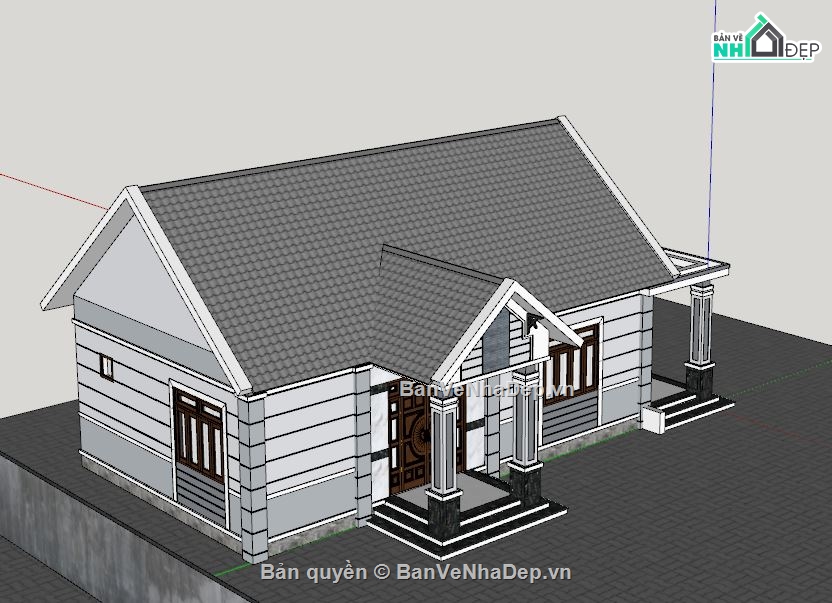 file su biệt thự 1 tầng,model 3d biệt thự 1 tầng,biệt thự 1 tầng file su,sketchup biệt thự 1 tầng,Mẫu biệt thự 1 tầng 3D,Model su biệt thự 1 tầng