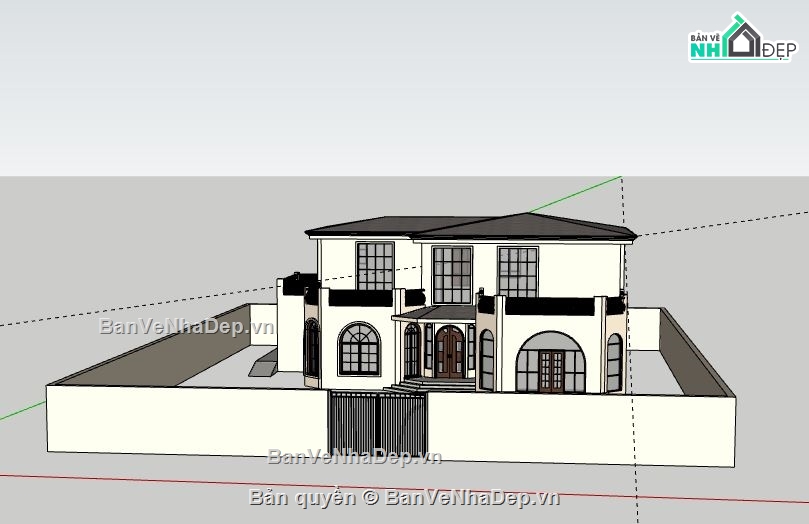 Biệt thự 2 tầng,model su biệt thự 2 tầng,sketchup biệt thự 2 tầng