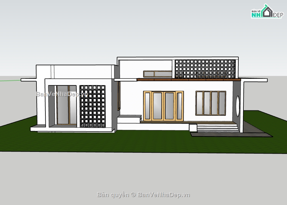 su nhà 1 tầng,sketchup nhà 1 tầng,nhà 1 tầng