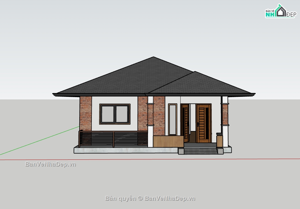 su nhà 1 tầng,sketchup nhà 1 tầng,nhà 1 tầng