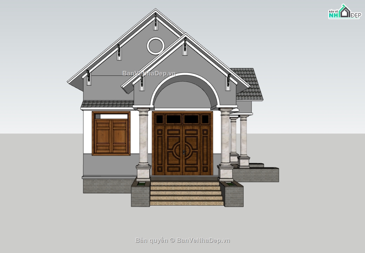 su nhà 1 tầng,sketchup 1 tầng,nhà 1 tầng