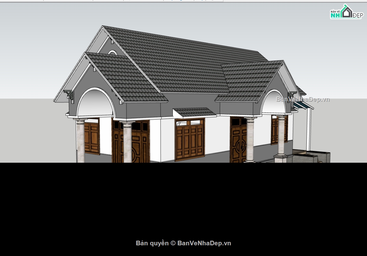 su nhà 1 tầng,sketchup 1 tầng,nhà 1 tầng