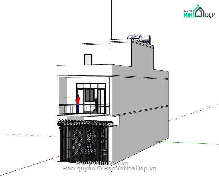 Nhà phố 2 tầng,model su nhà phố 2 tầng,sketchup nhà phố 2 tầng