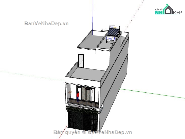 Nhà phố 2 tầng,model su nhà phố 2 tầng,sketchup nhà phố 2 tầng