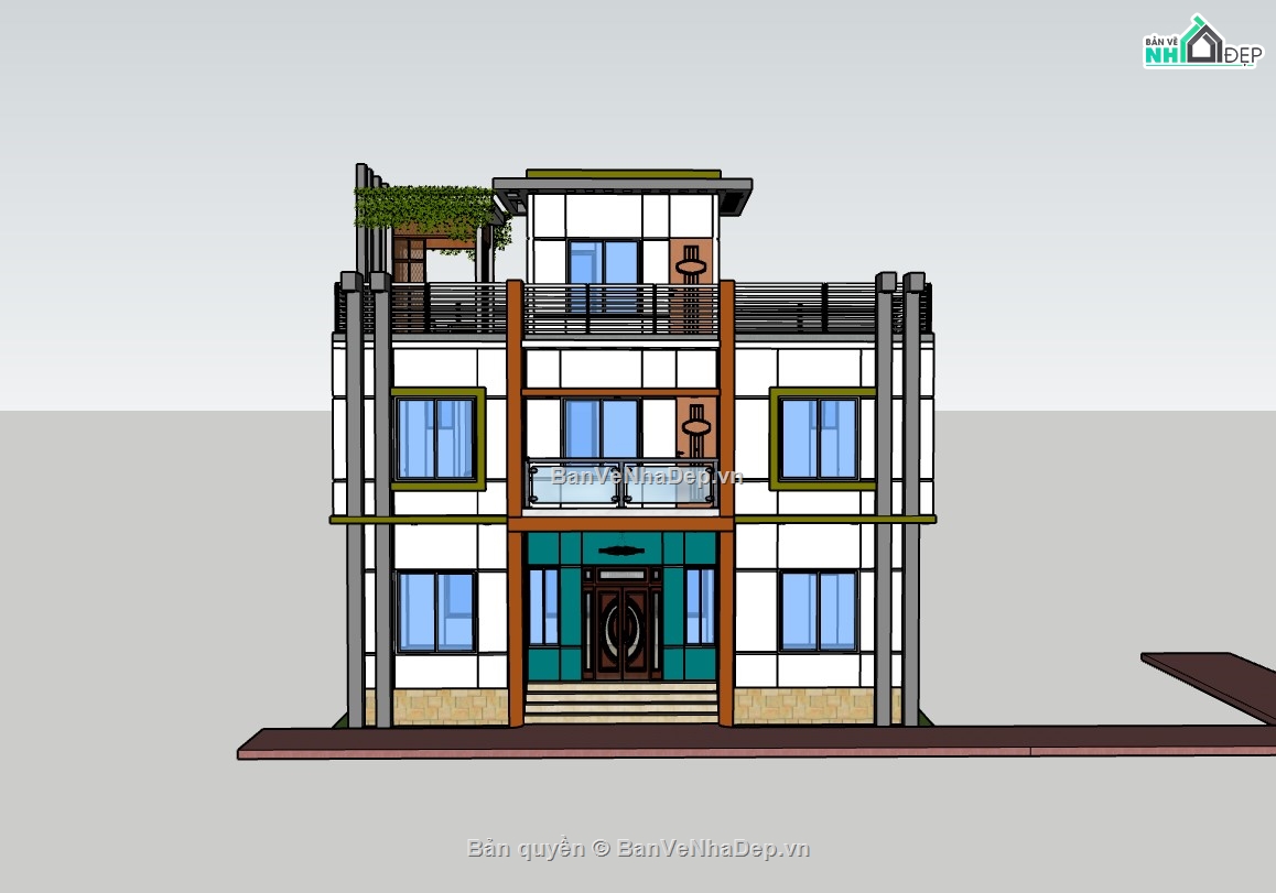 su nhà phố,sketchup nhà phố,su nhà phố 2 tầng,sketchup nhà phố 2 tầng