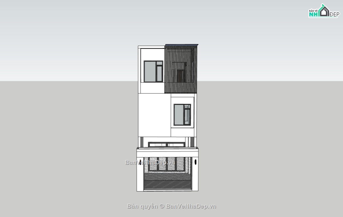 nhà phố 3 tầng,su nhà phố,sketchup nhà phố