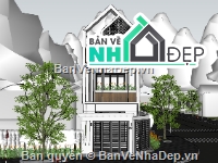 nhà phố 3 tầng,su nhà phố,sketchup nhà phố