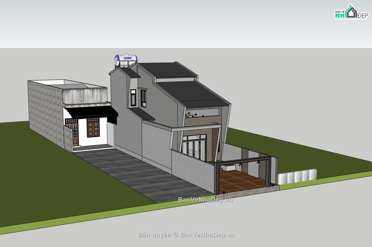 su nhà phố,sketchup nhà phố,nhà phố 2 tầng