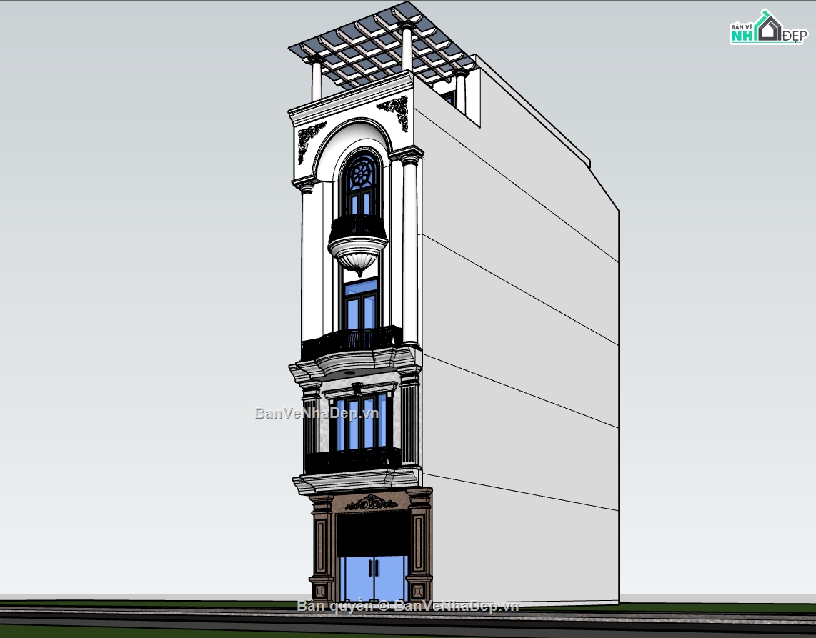 nhà phố 5 tầng,su nhà phố 5 tầng,sketchup nhà phố 5 tầng