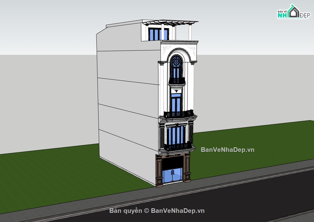 nhà phố 5 tầng,su nhà phố 5 tầng,sketchup nhà phố 5 tầng