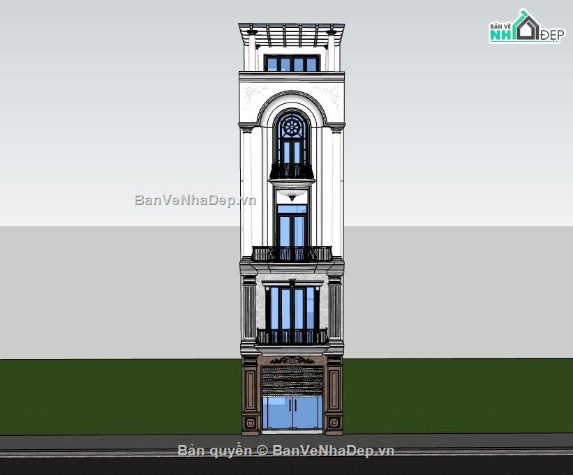 nhà phố 5 tầng,su nhà phố 5 tầng,sketchup nhà phố 5 tầng