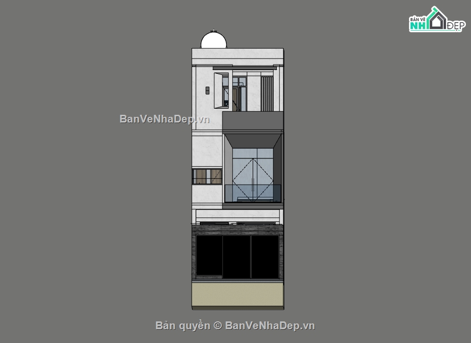 nhà phố 3 tầng,su nhà phố,sketchup nhà phố