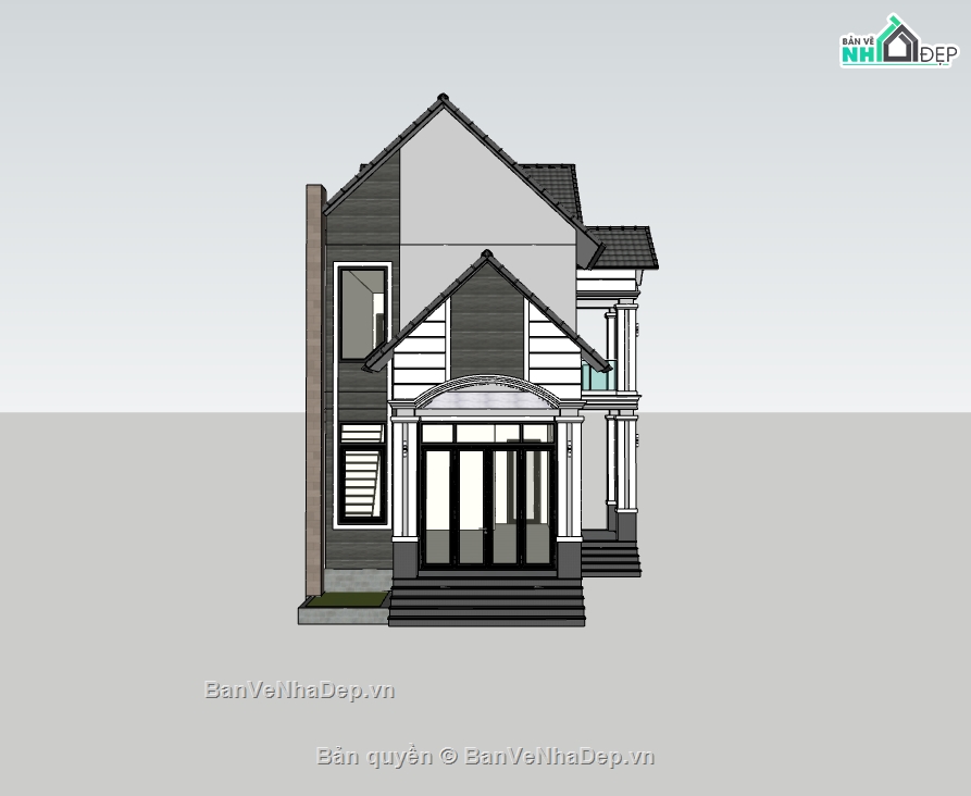 nhà phố 2 tầng,su nhà phố,sketchup nhà phố