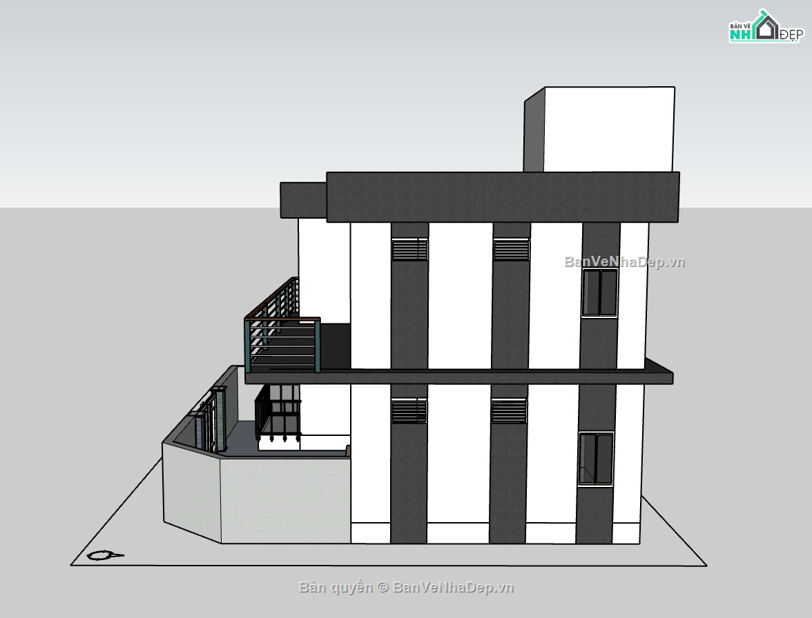 su nhà phố 2 tầng,sketchup nhà phố 2 tầng,su nhà phố,sketchup nhà phố