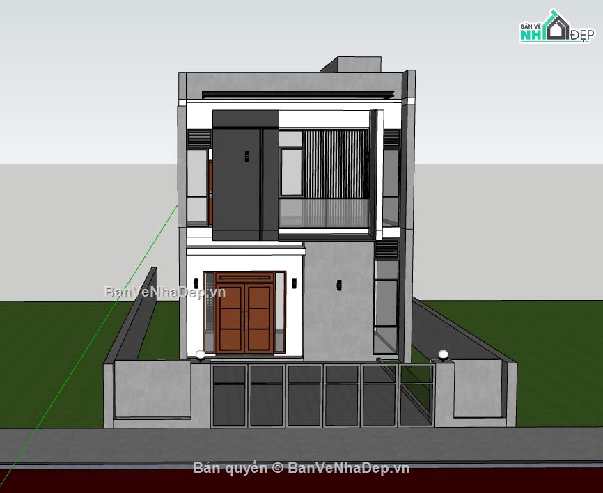 nhà phố,nhà phố 2 tầng,nhà phố 2 tầng sketchup,su nhà phố