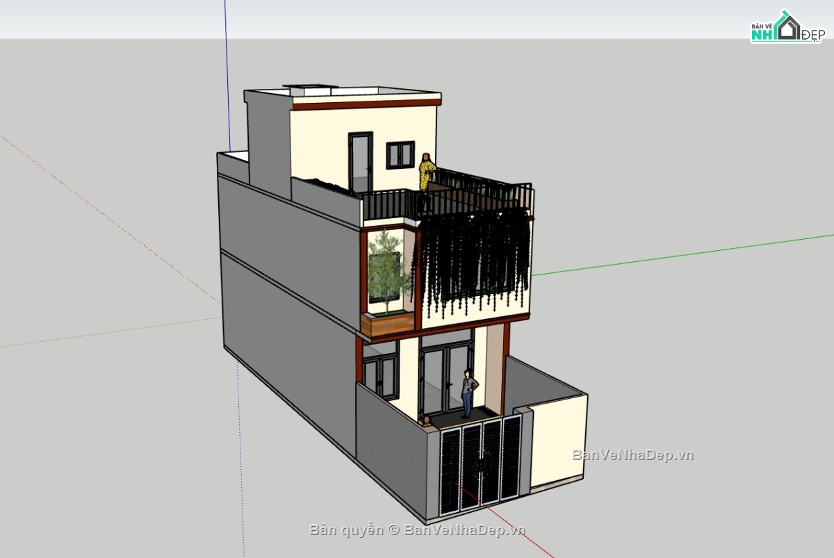 nhà phố 3 tầng,su nhà phố,sketchup nhà phố 3 tầng,su nhà phố 3 tầng
