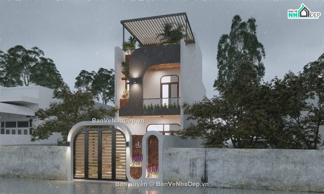 model sketchup nhà phố 3 tầng,file sketchup nhà phố 3 tầng,bản vẽ sketchup nhà phố 3 tầng,3d sketchup nhà phố 3 tầng,Nhà phố 3 tầng 5x18.5m