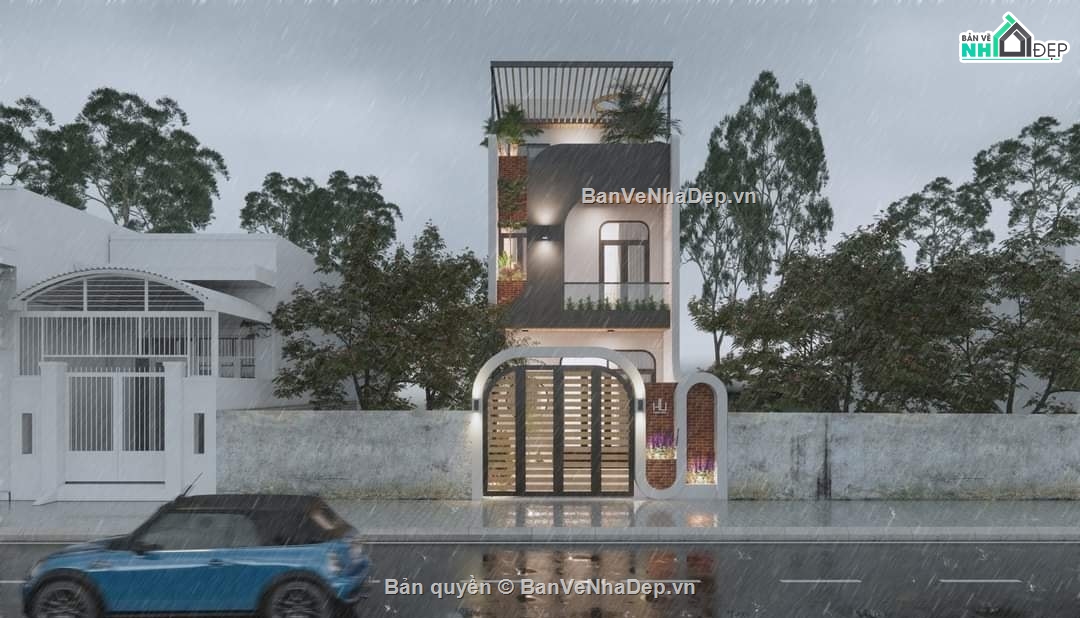 model sketchup nhà phố 3 tầng,file sketchup nhà phố 3 tầng,bản vẽ sketchup nhà phố 3 tầng,3d sketchup nhà phố 3 tầng,Nhà phố 3 tầng 5x18.5m