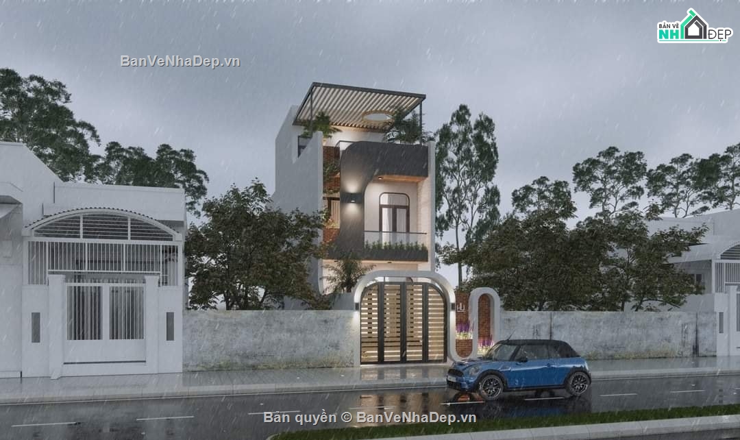 model sketchup nhà phố 3 tầng,file sketchup nhà phố 3 tầng,bản vẽ sketchup nhà phố 3 tầng,3d sketchup nhà phố 3 tầng,Nhà phố 3 tầng 5x18.5m