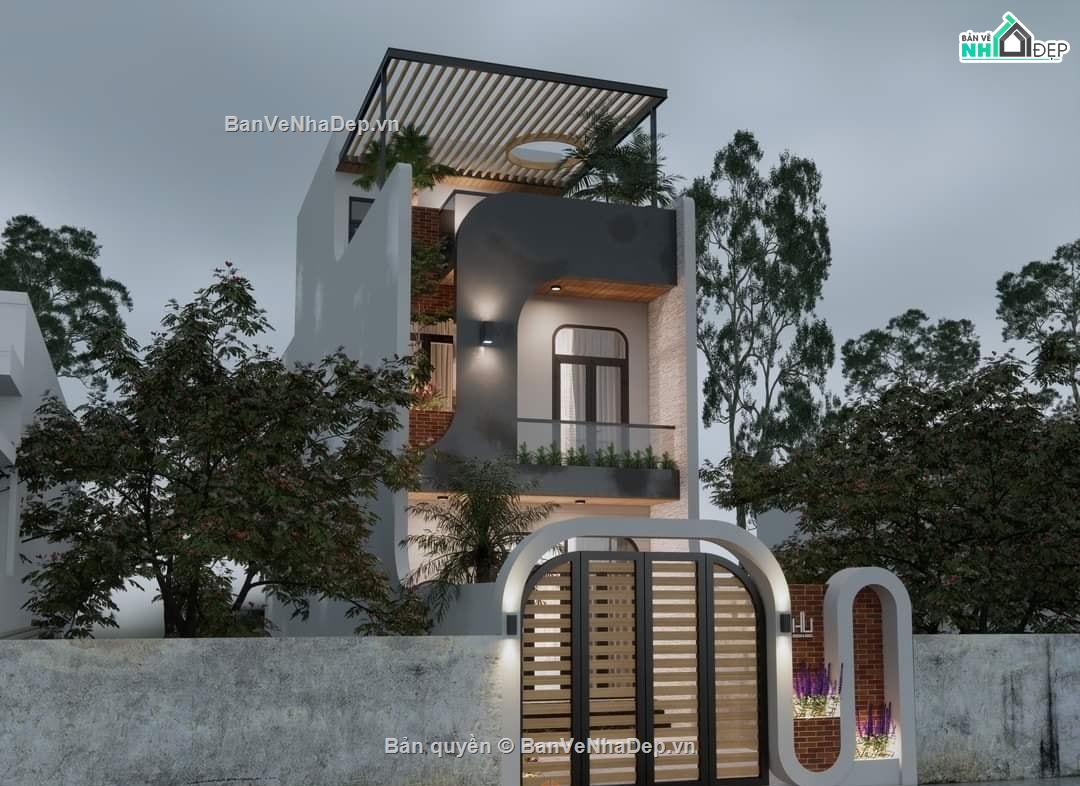 model sketchup nhà phố 3 tầng,file sketchup nhà phố 3 tầng,bản vẽ sketchup nhà phố 3 tầng,3d sketchup nhà phố 3 tầng,Nhà phố 3 tầng 5x18.5m