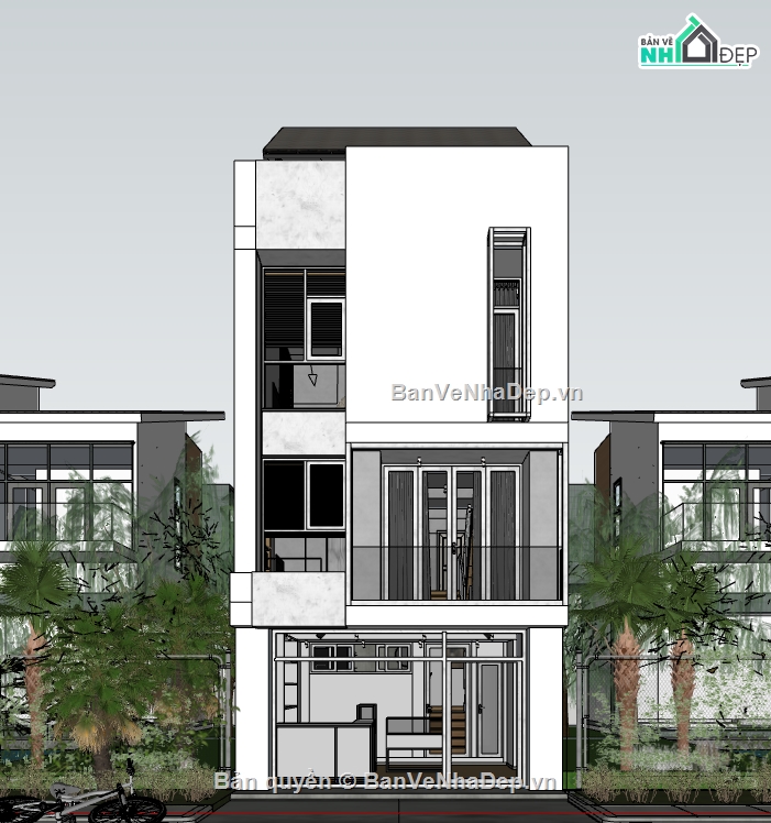 Sketchup nhà phố 3 tầng,nhà phố 3 tầng,model nhà phố 3 tầng,nội thất nhà phố 3 tầng,su nội thất,mẫu nhà phố 3 tầng sketchup
