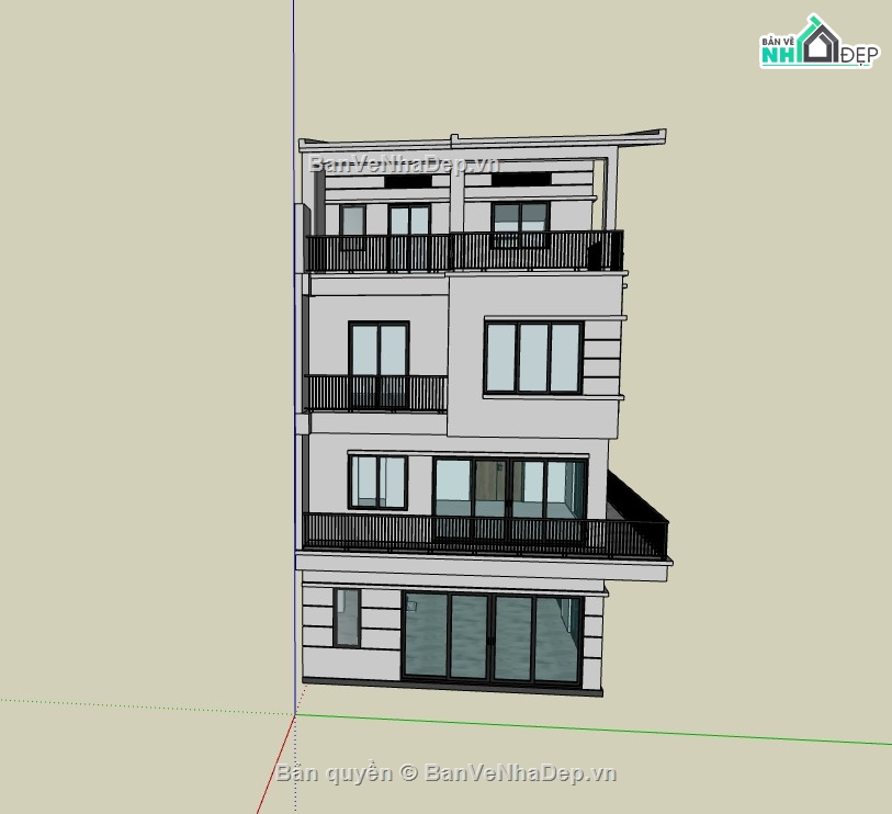 nhà phố 4 tầng,sketchup nhà phố,sketchup nhà phố 4 tầng,su nhà phố,nhà phố