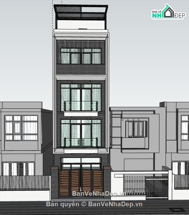 nhà phố 5 tầng,model su nhà phố 5 tầng,phối cảnh nhà phố 5 tầng,kiến trúc nhà phố 5 tầng