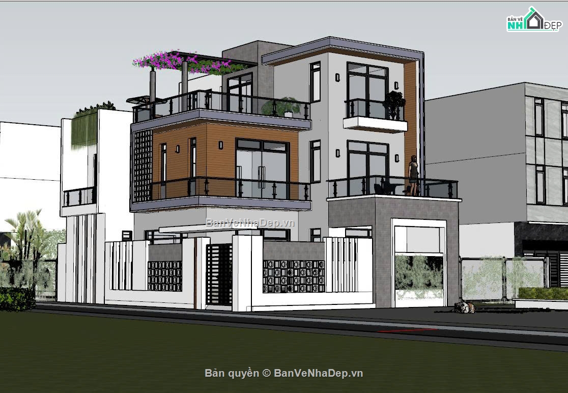 Tổng hợp file sketchup mẫu biệt thự nhà phố hiện đại