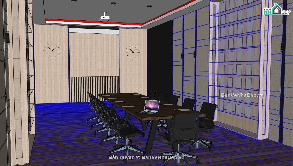 model su phòng họp,sketchup phòng họp,thiết kế phòng họp