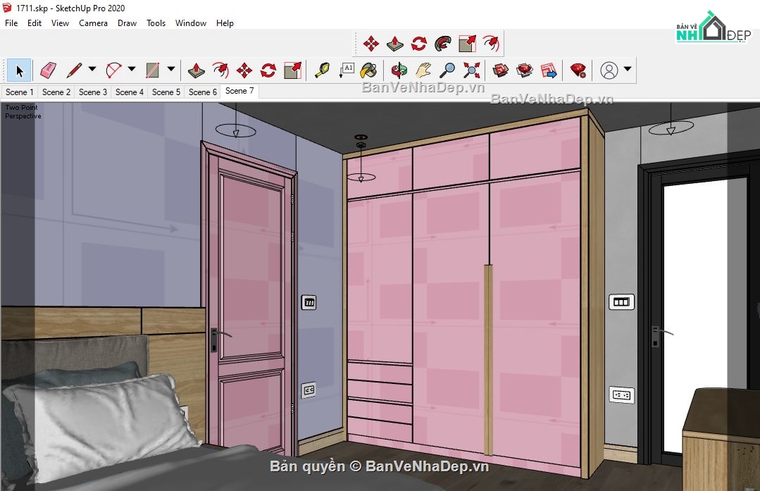 Phòng ngủ 3D sketchup,file sketchup phòng ngủ,Deco Phòng ngủ,model phòng ngủ,Dựng Phòng ngủ 3D