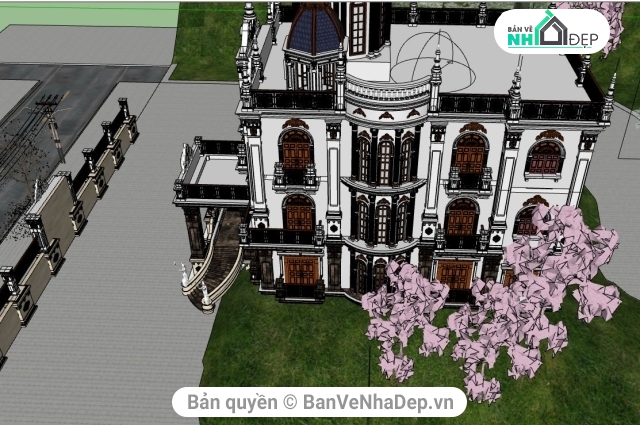 Sketchup biệt thự 3 tầng,biệt thự cổ điển 3 tầng,biệt thự 3 tầng,thiết kế biệt thự 3 tầng,bản vẽ biệt thự 3 tầng,sketchup biệt thự 3 tầng