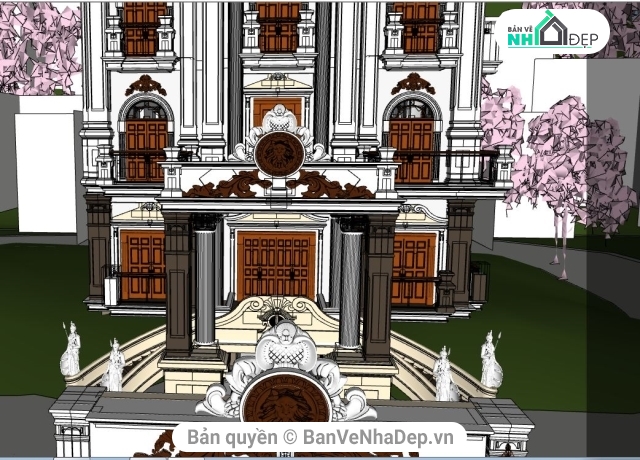 Sketchup biệt thự 3 tầng,biệt thự cổ điển 3 tầng,biệt thự 3 tầng,thiết kế biệt thự 3 tầng,bản vẽ biệt thự 3 tầng,sketchup biệt thự 3 tầng