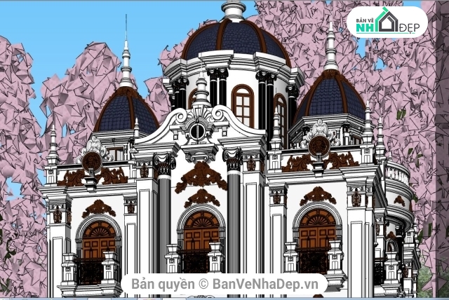 Sketchup biệt thự 3 tầng,biệt thự cổ điển 3 tầng,biệt thự 3 tầng,thiết kế biệt thự 3 tầng,bản vẽ biệt thự 3 tầng,sketchup biệt thự 3 tầng