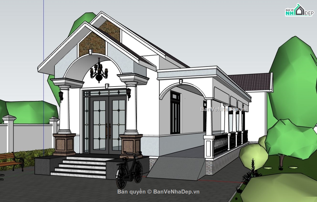 nhà cấp 4,phối cảnh nhà cấp 4,nhà mái thái