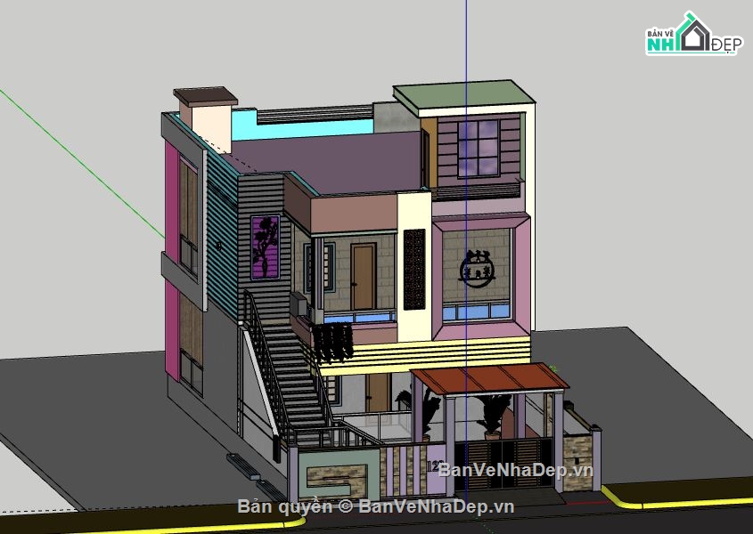 Nhà phố 2 tầng,model su nhà phố 2 tầng,file su nhà phố 2 tầng