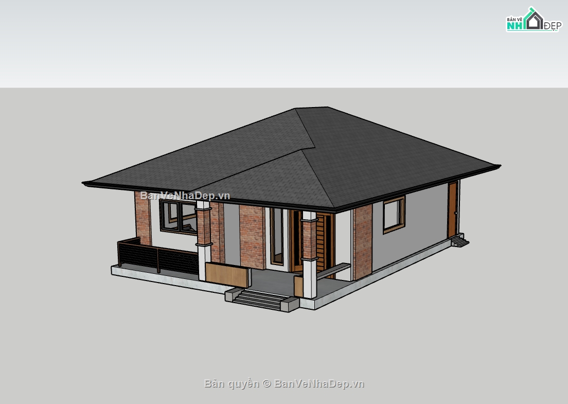 nhà cấp 4,su nhà cấp 4,sketchup nhà cấp 4