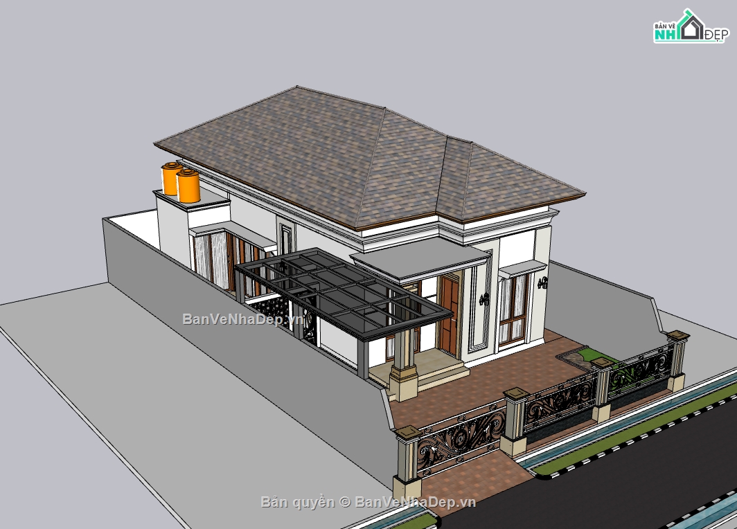 nhà cấp 4,su nhà cấp 4,sketchup nhà cấp 4