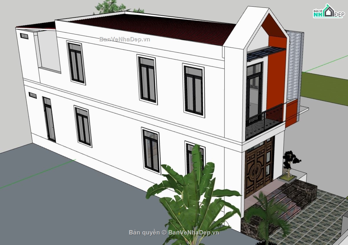 nhà phố 2 tầng,bản vẽ nhà phố 2 tầng,kiến trúc nhà phố 2 tầng