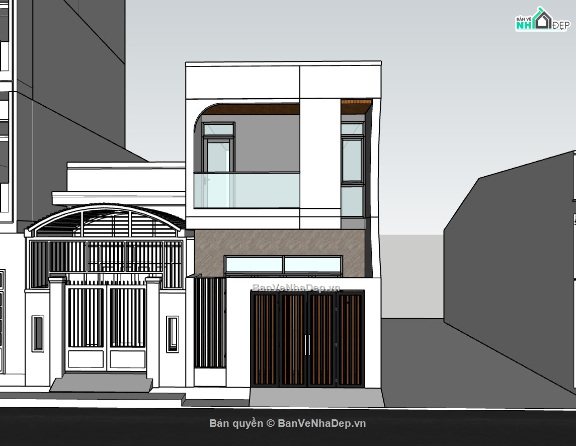 nhà phố 2 tầng,sketchup nhà phố,su nhà phố 2 tầng